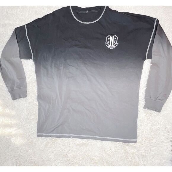 Wednesday Nevermore Academy Ombré Long Sleeve T-Shirt — BoxLunch Exclusive - Picture 2 of 5